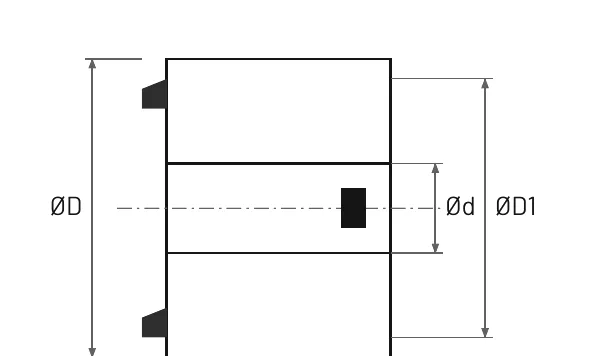 Basic body drawing with ØD, Ød, ØD1 and L